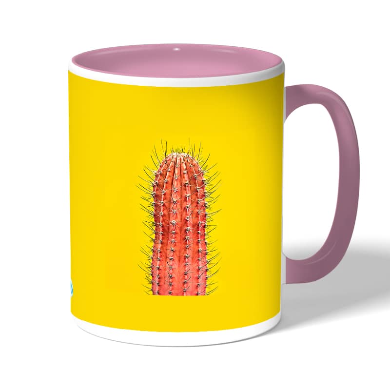 كوب قهوة بمقبض وردي بتصميم صبار كوب قهوة بمقبض وردي بتصميم صبار