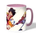 كوب قهوة بمقبض وردي بتصميم ضربه القبضه كل الانميات