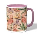 كوب قهوة بمقبض وردي بتصميم طائر الفلامنجو