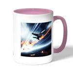 كوب قهوة بمقبض وردي بتصميم طائرات حربيه باتلفيلد