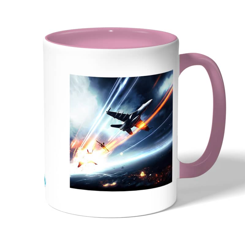 كوب قهوة بمقبض وردي بتصميم طائرات حربيه باتلفيلد كوب قهوة بمقبض وردي بتصميم طائرات حربيه باتلفيلد