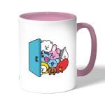 كوب قهوة بمقبض وردي بتصميم عائلة بانقتان شخصيات BTS