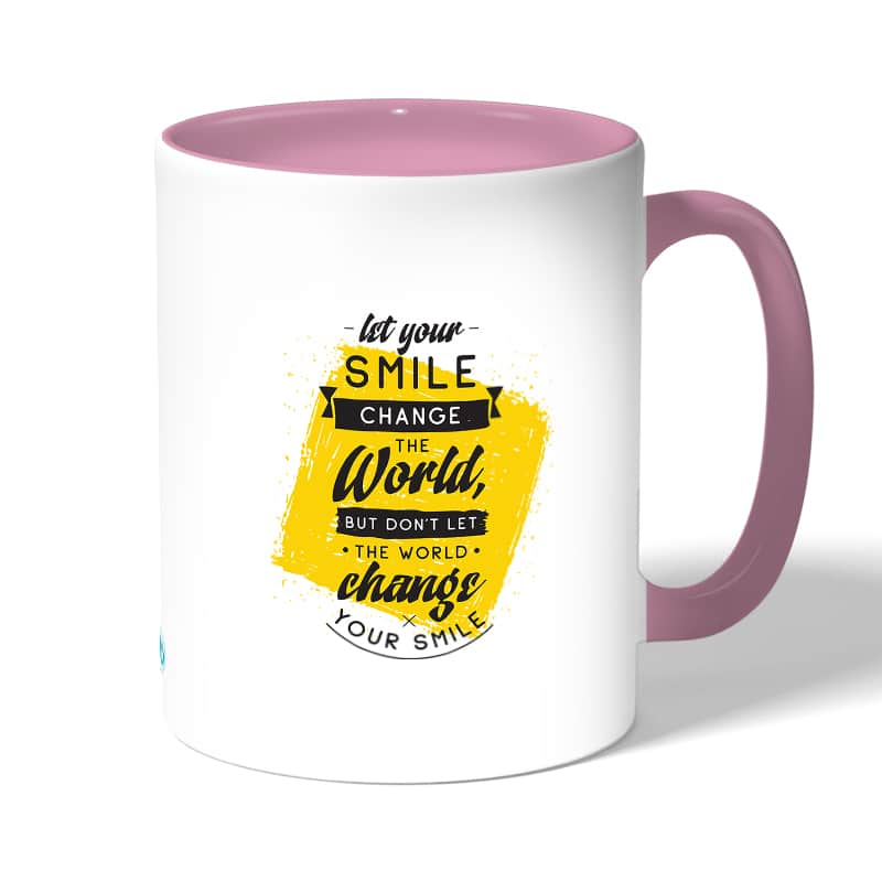 كوب قهوة بمقبض وردي بتصميم عبارات انجليزيه كوب قهوة بمقبض وردي بتصميم عبارات انجليزيه