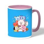 كوب قهوة بمقبض وردي بتصميم عناق أر جي شخصيات BT21