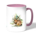 كوب قهوة بمقبض وردي بتصميم غزال صغير