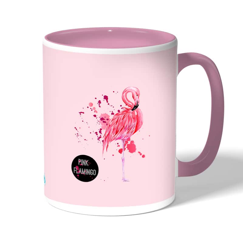 كوب قهوة بمقبض وردي بتصميم فلامنجو وردي كوب قهوة بمقبض وردي بتصميم فلامنجو وردي