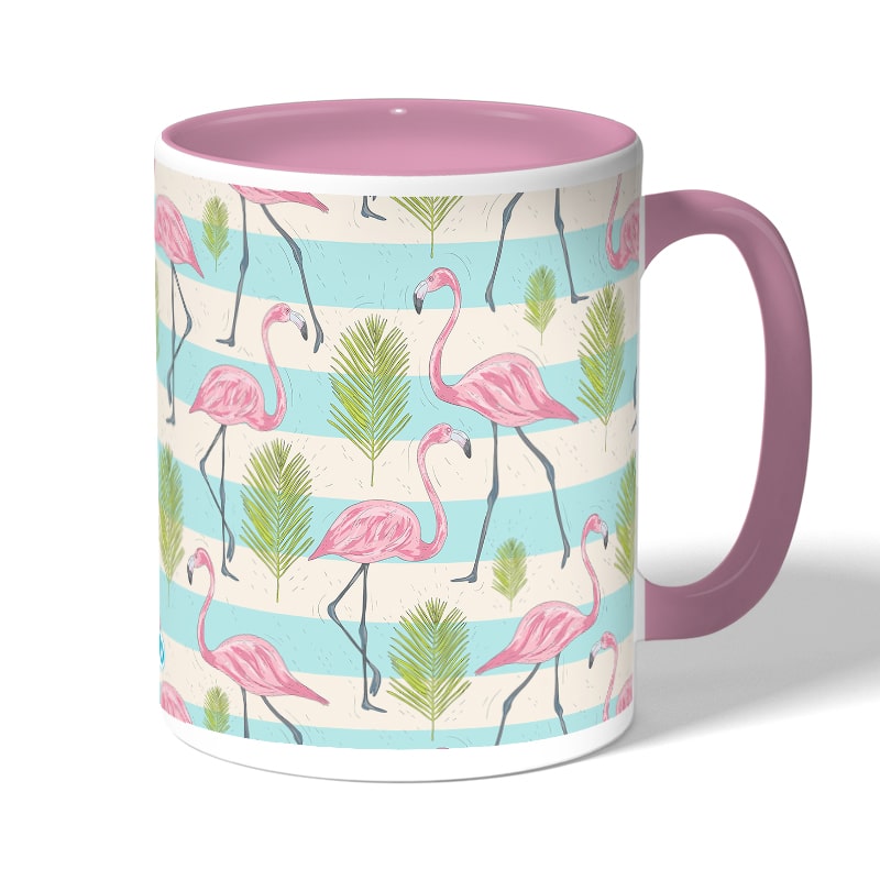 كوب قهوة بمقبض وردي بتصميم فلامنغو الاستوائية كوب قهوة بمقبض وردي بتصميم فلامنغو الاستوائية
