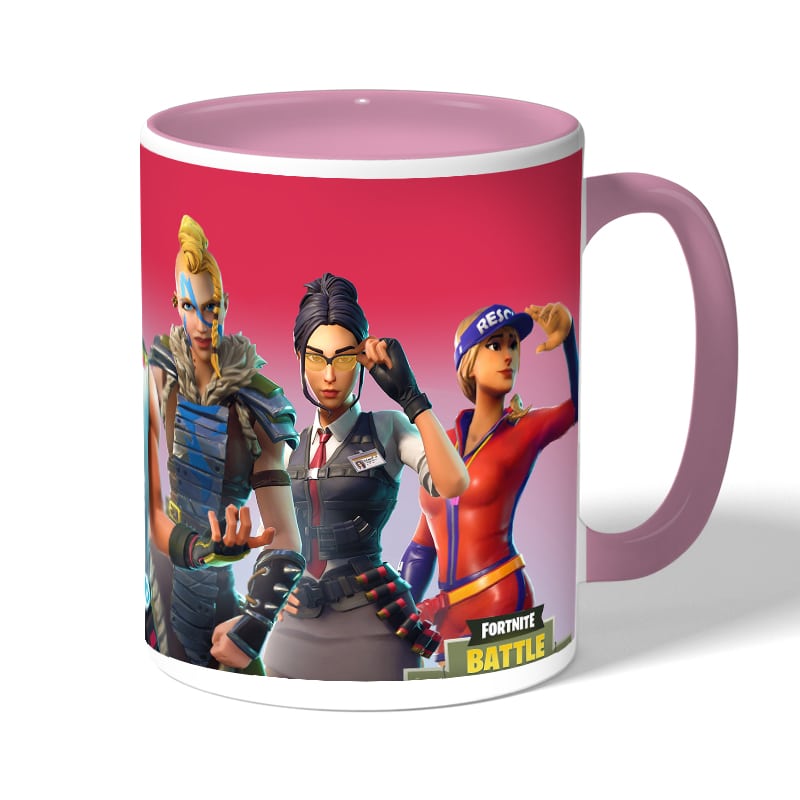 كوب قهوة بمقبض وردي بتصميم فورت نايت باتل رويال كوب قهوة بمقبض وردي بتصميم فورت نايت باتل رويال