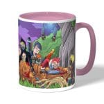 كوب قهوة بمقبض وردي بتصميم فورت نايت رسم