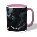 كوب قهوة بمقبض وردي بتصميم  قتال الوحوش بلود بورن