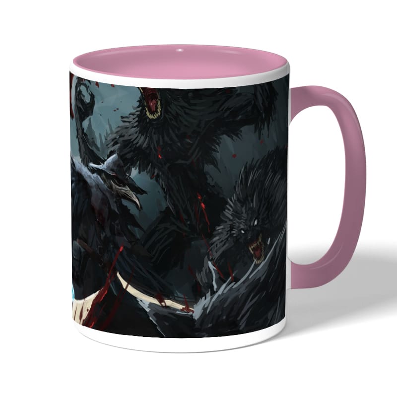 كوب قهوة بمقبض وردي بتصميم  قتال الوحوش بلود بورن كوب قهوة بمقبض وردي بتصميم  قتال الوحوش بلود بورن