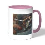 كوب قهوة بمقبض وردي بتصميم قتال مع العملاق الضخم هجوم العمالقة