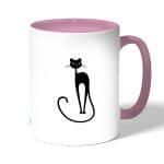 كوب قهوة بمقبض وردي بتصميم قطه انيقه