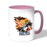 كوب قهوة بمقبض وردي بتصميم قوة الثلاثة أشقاء ون بيس