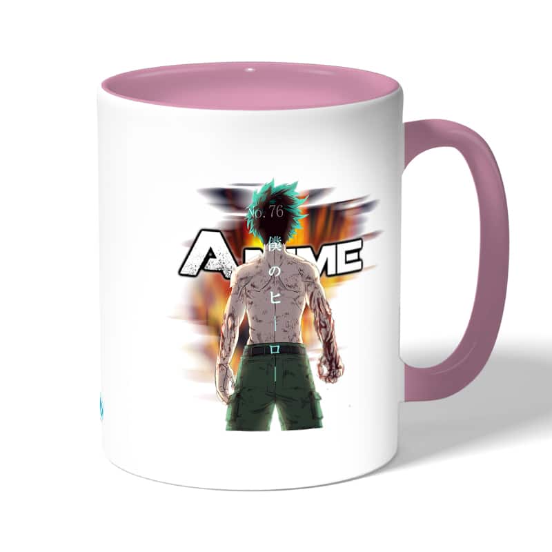 كوب قهوة بمقبض وردي بتصميم قوة تحمل ميدوريا أكاديميتي للأبطال كوب قهوة بمقبض وردي بتصميم قوة تحمل ميدوريا أكاديميتي للأبطال