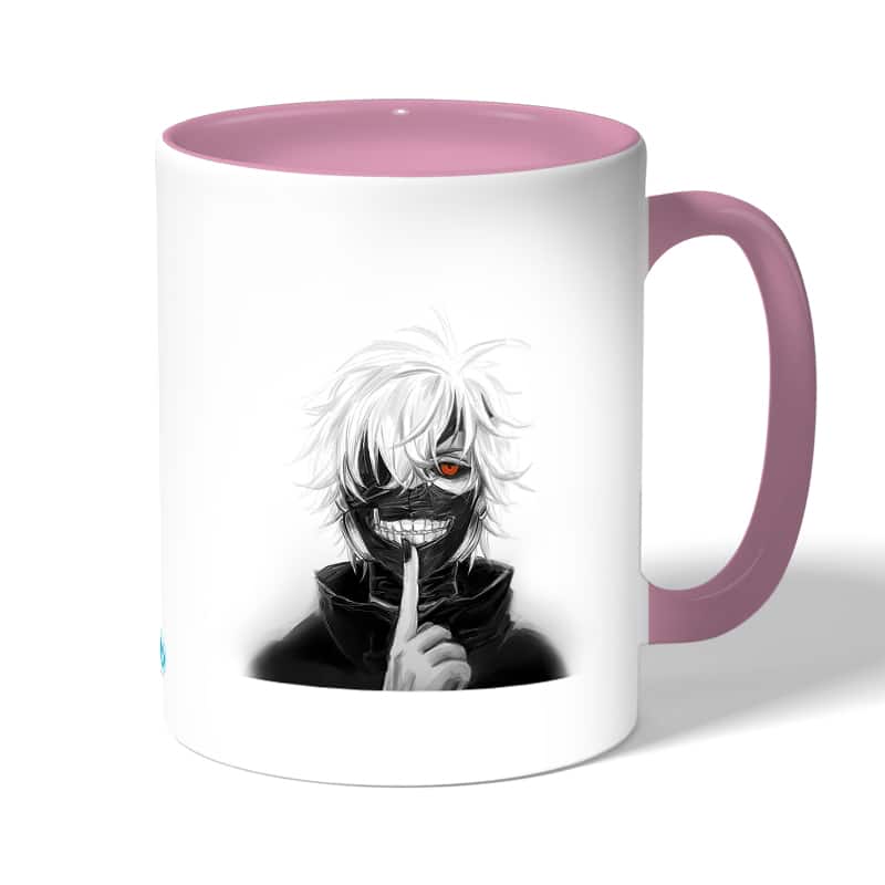 كوب قهوة بمقبض وردي بتصميم كانيكي طوكيو غول كوب قهوة بمقبض وردي بتصميم كانيكي طوكيو غول