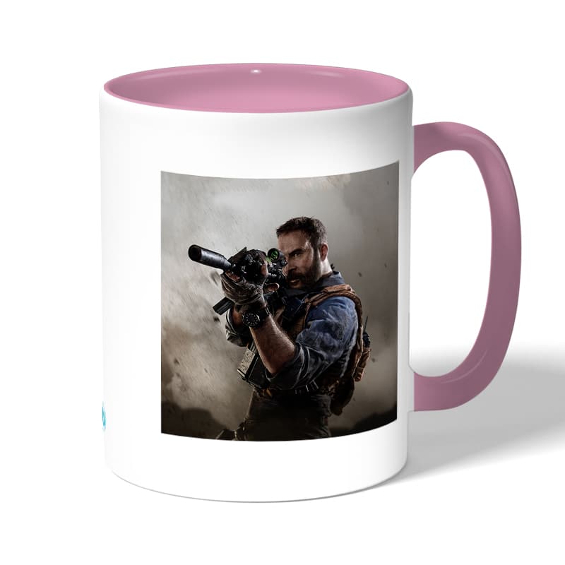 كوب قهوة بمقبض وردي بتصميم كول أوف ديوتي قناص كوب قهوة بمقبض وردي بتصميم كول أوف ديوتي قناص