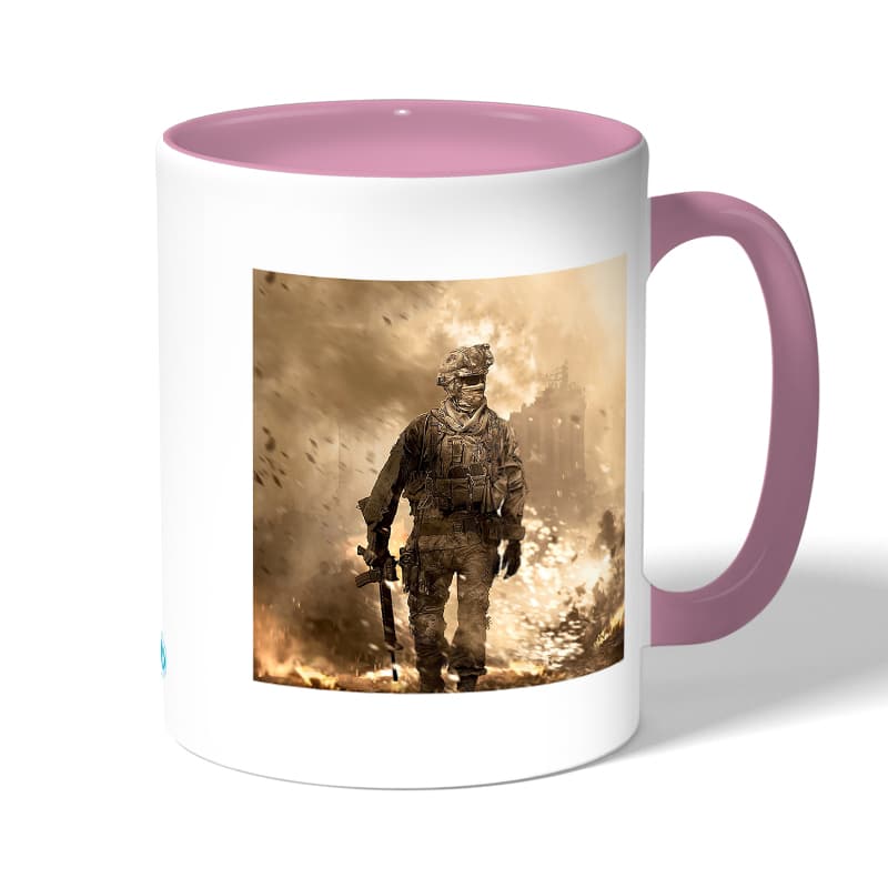 كوب قهوة بمقبض وردي بتصميم كول أوف ديوتي نيران المعركه كوب قهوة بمقبض وردي بتصميم كول أوف ديوتي نيران المعركه