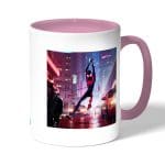 كوب قهوة بمقبض وردي بتصميم مايلز مورالز سبايدر مان