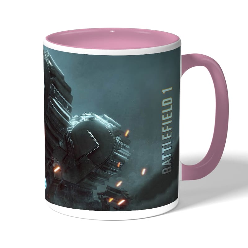 كوب قهوة بمقبض وردي بتصميم مركبة قتالية باتلفيلد كوب قهوة بمقبض وردي بتصميم مركبة قتالية باتلفيلد