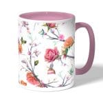 كوب قهوة بمقبض وردي بتصميم مورد