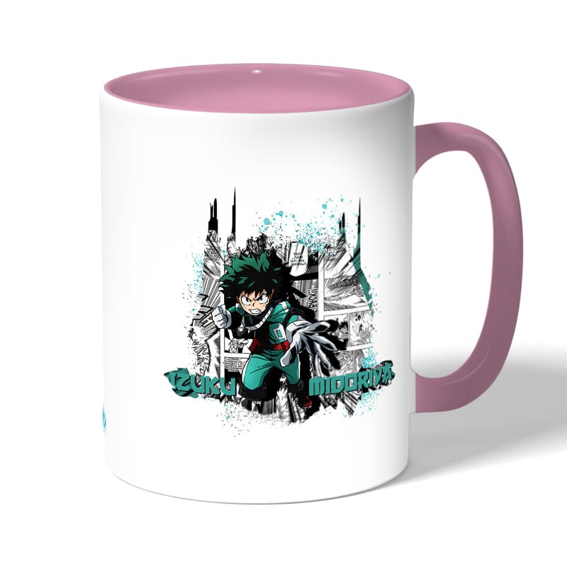 كوب قهوة بمقبض وردي بتصميم ميدوريا مانجا أكاديميتي للأبطال كوب قهوة بمقبض وردي بتصميم ميدوريا مانجا أكاديميتي للأبطال