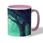 كوب قهوة بمقبض وردي بتصميم هالوين مخيف