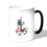 كوب قهوة سحري لون اسود بتصميم آرمي بتس شخصيات BT21