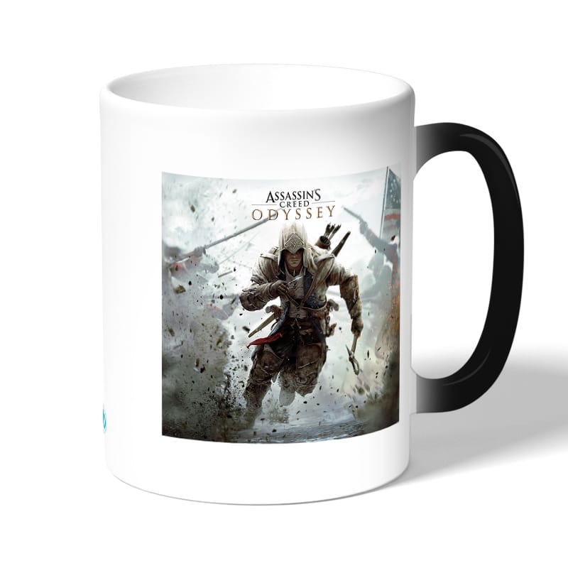 كوب قهوة سحري لون اسود بتصميم أساسنز كريد وسط الحرب كوب قهوة سحري لون اسود بتصميم أساسنز كريد وسط الحرب