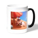 كوب قهوة سحري لون اسود بتصميم اجازه أولاف