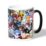 كوب قهوة سحري لون اسود بتصميم الشخصيات اللطيفه كل الانميات