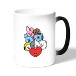 كوب قهوة سحري لون اسود بتصميم بتس شخصيات BT21