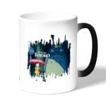 كوب قهوة سحري لون اسود بتصميم جاري توتورو والطفله