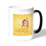 كوب قهوة سحري لون اسود بتصميم حصان الاميرة بيلا