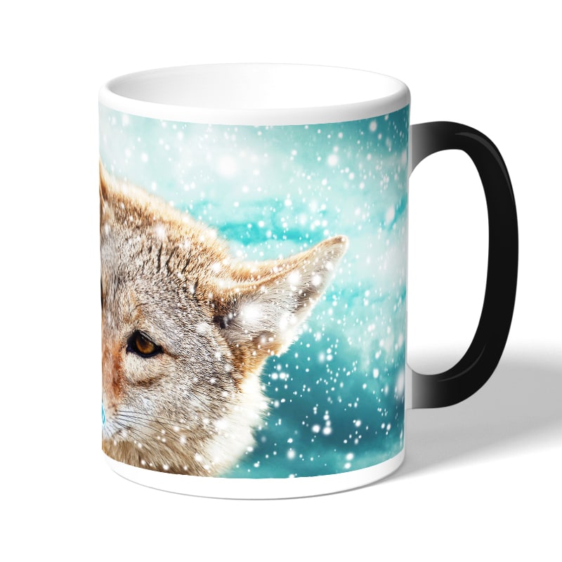 كوب قهوة سحري لون اسود بتصميم ذئب كوب قهوة سحري لون اسود بتصميم ذئب