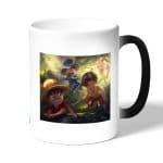 كوب قهوة سحري لون اسود بتصميم ذكريات الطفولة ون بيس