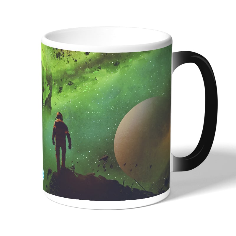 كوب قهوة سحري لون اسود بتصميم رحله الى الفضاء كوب قهوة سحري لون اسود بتصميم رحله الى الفضاء