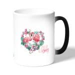 كوب قهوة سحري لون اسود بتصميم زوجين الحب فلامنغو