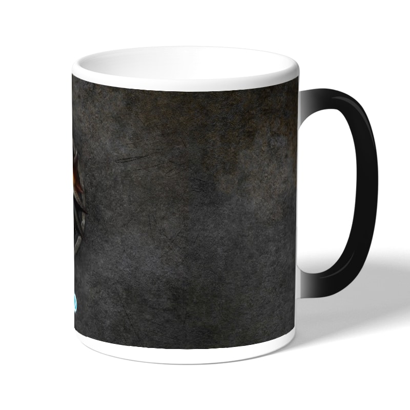 كوب قهوة سحري لون اسود بتصميم شعار ذا ويتشر كوب قهوة سحري لون اسود بتصميم شعار ذا ويتشر