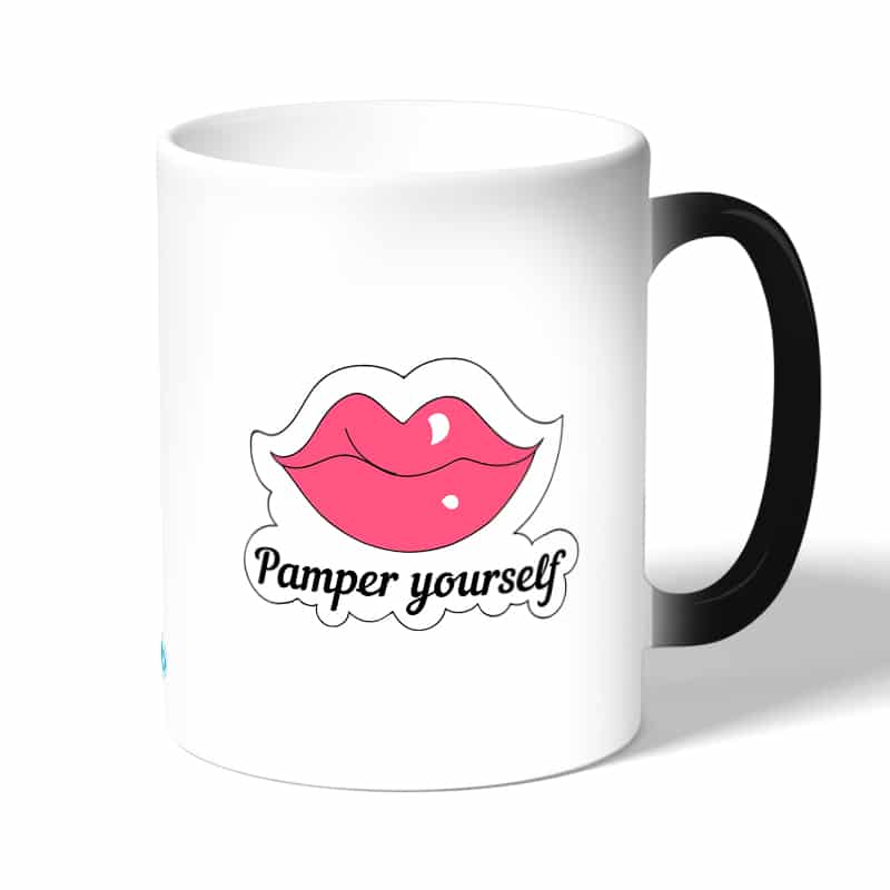 كوب قهوة سحري لون اسود بتصميم شفاه جذابه كوب قهوة سحري لون اسود بتصميم شفاه جذابه