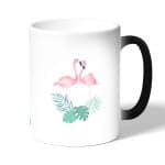 كوب قهوة سحري لون اسود بتصميم طائر الفلامنجو