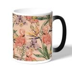 كوب قهوة سحري لون اسود بتصميم طائر الفلامنجو