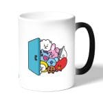 كوب قهوة سحري لون اسود بتصميم عائلة بانقتان شخصيات BTS