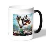 كوب قهوة سحري لون اسود بتصميم عائلة كونغ فو باندا