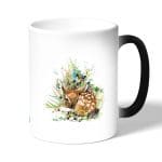 كوب قهوة سحري لون اسود بتصميم غزال صغير