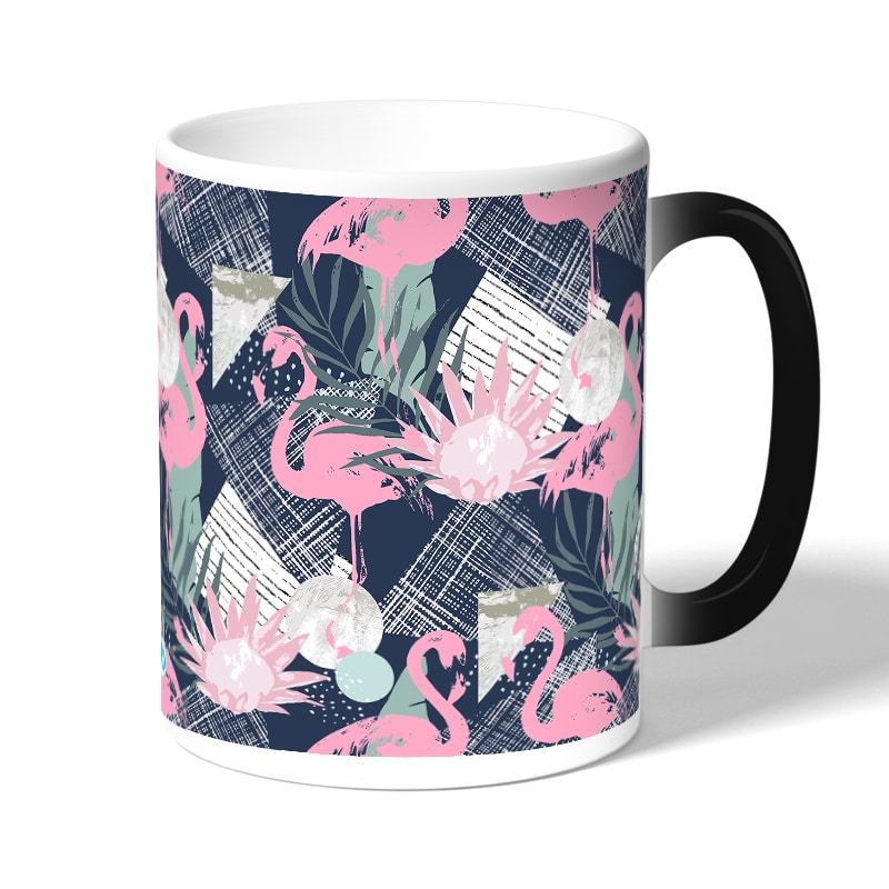 كوب قهوة سحري لون اسود بتصميم فلامنغو كوب قهوة سحري لون اسود بتصميم فلامنغو