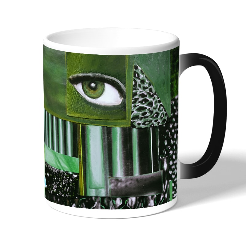 كوب قهوة سحري لون اسود بتصميم فن تجريدي كوب قهوة سحري لون اسود بتصميم فن تجريدي