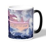 كوب قهوة سحري لون اسود بتصميم لحظه اللقاء انمي أسمك