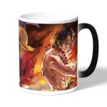 كوب قهوة سحري لون اسود بتصميم لوفي سابو إيس ون بيس