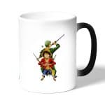 كوب قهوة سحري لون اسود بتصميم لوفي و زورو ون بيس